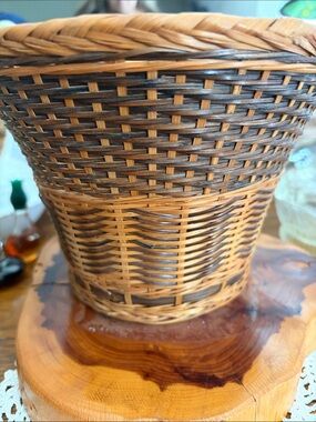Handwoven Brown and Dark Brown Wicker Basket - Home Accents